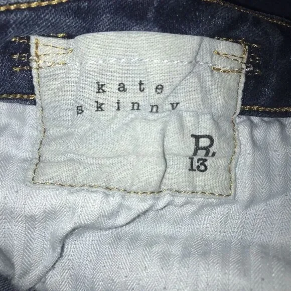 R13 Jeans Kate Skinny Howell Indigo Size 28 Denim Dark Blue Elast Drake Smart - Picture 9 of 16